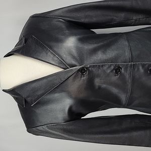 Sonoma Vintage Black Lambskin Leather Blazer Size Small